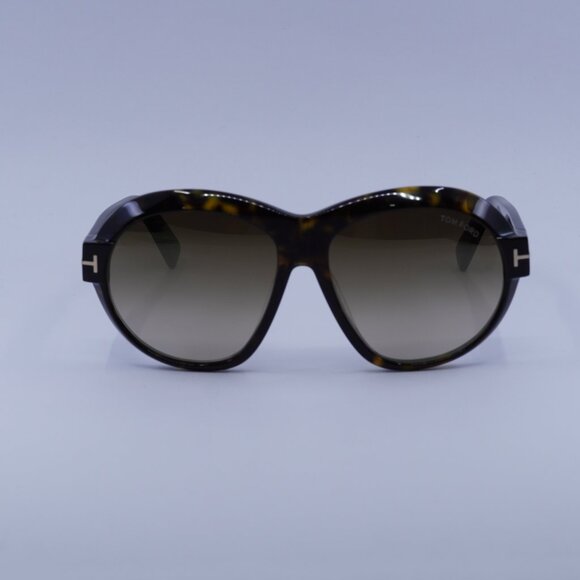 Tom Ford FT1113 52G Inger Sunglasses Dark Havana Round Frame,Brown Mirror Lenses - Picture 3 of 10